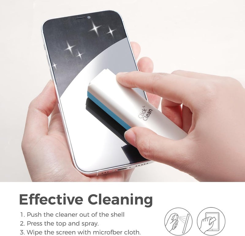 CLICK CLEAN Screen Cleaner, Fingerprint Proof Screen Cleaner Spray, All-in-One Cleaner with Microfiber and Shell for All Phones, Laptop and Tablet Screens (Light Blue) - Image 5